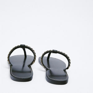 Sandalias Planas de Playa con Tira en el Dedo del Pie para Mujer, Tallas Grandes, Estilo Vacacional, Forro de Cuero, Tallas 41-43 - Product Image 4