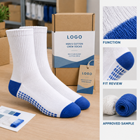 Chaussettes pour hommes en mélange de coton et élasthanne, blanches et cobalt, tricot côtelé, talon et bout renforcés, tailles personnalisées