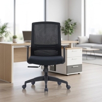 Chaise de bureau ergonomique en tissu maillé avec soutien lombaire, accoudoirs fixes, soutien ferme, confortable et durable