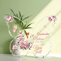 Support papillon en acrylique, ornement de bureau en verre organique haute transparence, en gros, stock disponible