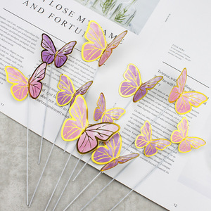 3D Pink Purple Wire Butterfly Cake Toppers Die Cut Paper Reusable Birthday Decor - Product Image 3