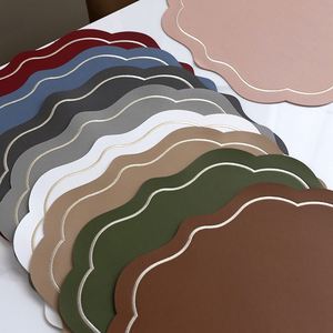 PU Leather Embroidery Waterproof Wedding <b>Placemat</b> <b>Table</b> Mat Place Mats Dining <b>Table</b> Mat - Product Image 3