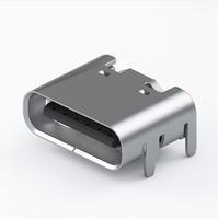 Connecteur femelle USB Type C 6P pour transmission de données et alimentation, montage sur circuit imprimé traversant (trough hole)