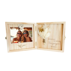 Boîte de rangement en bois à couvercle rabattable pour cadre photo commémoratif, cadeau pour demoiselle d'honneur, fleurs séchées, boîte cadeau en bois massif, article de décoration intérieure - Product Image 1