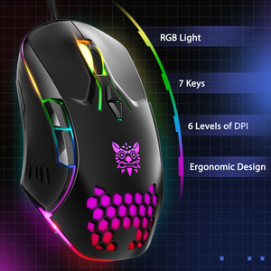 Onikuma-ratón óptico con cable <span class=keywords><strong>CW902</strong></span> para juegos, Mouse ligero con retroiluminación RGB, USB, ergonómico, brillante - Product Image 2