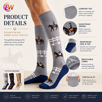Chaussettes d'équitation pour femmes, hautes jusqu'au genou, respirantes, extensibles, pour bottes d'équitation, chaussettes longues imprimées mignonnes