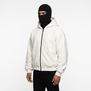 Sweat à capuche balaclava zippé pour homme, en molleton lourd 100 % coton, avec masque intégré pour l'hiver - Product Image 1