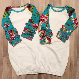 <span class=keywords><strong>Personalizado</strong></span> Sublimación Bebé Ruffle Raglan Vestido Leopardo Impreso Algodón Manga Larga Raglan Bebé Ruffle Icing Vestidos - Product Image 6