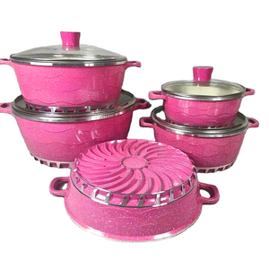 <span class=keywords><strong>Ollas</strong></span> antiadherentes de aluminio de fundición a presión, juego de utensilios de cocina antiadherentes, color rosa, 10 Uds. - Product Image 1