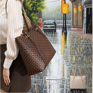 Ensemble de 3 sacs fourre-tout vintage imperméables pour femmes, nouveau sac à main imprimé grande capacité, ensemble de sacs à main combinés trois-en-un - Product Image 2