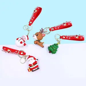 Christmas keychain Snowman Santa Claus 3D cartoon cute doll PVC rubber keychain