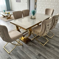 Table de banquet de mariage, de réception ou d'hôtel, design moderne et élégant, pieds en acier inoxydable doré, plateau en marbre, fabriquée par Xuanzhen Factory