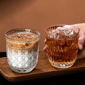 Vente en gros de tasses à café rétro exquises en <span class=keywords><strong>verre</strong></span>, tasse à espresso italienne, mug à latte art, <span class=keywords><strong>verre</strong></span> à boire esthétique en relief - Product Image 2