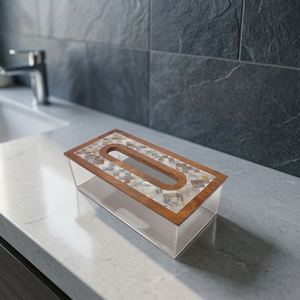 Caja de pañuelos moderna de madera con incrustaciones de nácar, ecológica y duradera, el mejor regalo para esposa/amigas, para usar en el coche, Falak World - Product Image 1