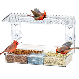 Mangeoire à oiseaux de fenêtre à ventouses en acrylique transparent, mangeoire suspendue pour oiseaux sauvages, attrape-graines transparent - Product Image 2