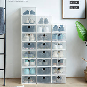 Clear Foldable Shoe Container Transparent Portable Drop Front Shoes Racks Organizer Plastic Shoe Box