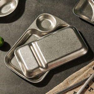 Plateau de rangement alimentaire rétro en acier inoxydable, épais, pour servir des fruits, des collations, des frites, ustensiles de cuisine durables - Product Image 2