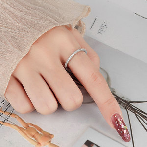 工場の925スターリングシルバーシングルロウダイヤモンドリングニッチデザインシンプルスタック可能な婚約指輪女性のウェディングギフトパーティー - Product Image 4