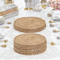 Vente en gros de sets de table ronds en osier, jonc de mer et rotin, naturels, écologiques, de style bohème, pour la vaisselle de mariage et de dîner