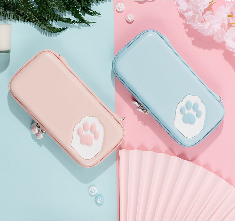 Жесткий чехол из полиуретана и ЭВА с милыми розовыми кошачьими лапками, чехол для хранения для Nintendo Switch и Lite