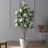 Pohon Bonsai Magnolia Camellia Artifisial PE Realistis, Bunga Plastik untuk Dekorasi Dalam/Luar Ruangan, Pernikahan, Pesta Ulang Tahun, dan Lanskap
