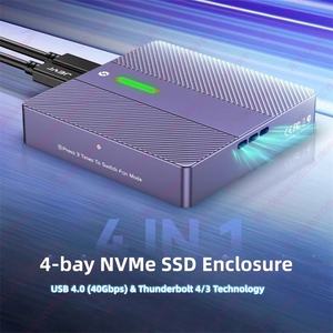 Boîtier <span class=keywords><strong>RAID</strong></span> NVMe 4 baies en aluminium OEM, Thunderbolt 4 40 Gbit/s, refroidissement par turbine, compatibilité Mac/Win, prise en charge individuelle du <span class=keywords><strong>RAID</strong></span> - Product Image 4