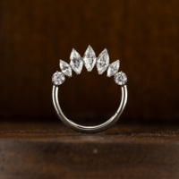 Cincin Hidung Titanium G23 Romantis untuk Pernikahan dan Pertunangan, Bertahtakan Zirkon, Perhiasan Tubuh Grosir, Cocok untuk Hadiah
