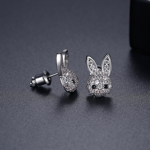 Ensemble de bijoux pour filles LUOTEEMI, lapin mignon, minuscules boucles d'oreilles pavées de CZ et collier avec pendentif - Product Image 5
