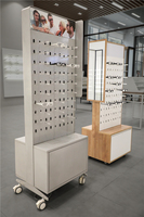Présentoir en bois pour lunettes, à poser sur le sol, étagère de rangement optique et miroir, prix direct d'usine, vente en gros