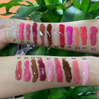 Vente en gros de gloss à lèvres vegan personnalisé en 21 couleurs, label privé, baume à lèvres minéral hydratant, gloss à lèvres vegan brillant, fournisseur de gloss à lèvres vegan