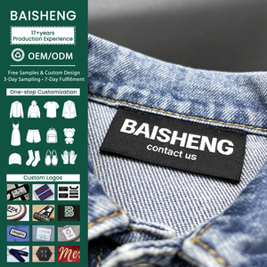 Black Fabric Printed <strong>Labels</strong> <strong>Custom</strong> Wholesale Denim <strong>Jeans</strong> Garment Apparel Brand Logo <strong>Labels</strong> - Product Image 1