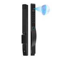 Cerradura de Puerta Inteligente Digital Electrónica Automática, Huella Dactilar, Tarjeta, Reconocimiento Facial 3D, Aleación de Aluminio, Puerta de Madera, Wi-Fi, Aplicación, Datos en la Nube