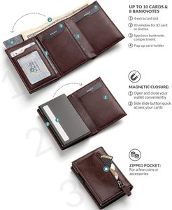 Minimook pelle RFID blocco Business stile Business in lega di alluminio in pelle chiusura a bottone con bottone carta di credito - Product Image 5