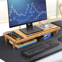 Support pour moniteur d'ordinateur pliable en bambou réglable moderne en bois pour la maison, l'école, la cuisine et l'extérieur pour tous les espaces
