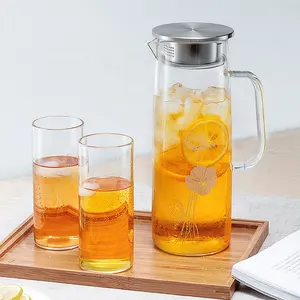 Jarra de vidro resistente ao calor de borosilicato para água quente/fria, chá, vinho, café, leite e suco, potes de vidro