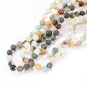 Bohemia Style Handmade Jewelry Men Women Choker 6mm Green <strong>Beads</strong> Natural Stone Necklace - Product Image 1