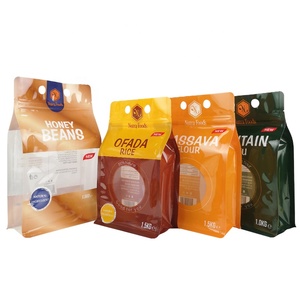 Sachets de farine de manioc en aluminium, emballage alimentaire, étiquette personnalisée en plastique, fond plat, 1.5kg, sac à fermeture éclair de farine d'igname avec suspension h - Product Image 4