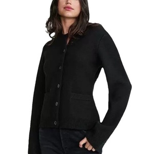 Cárdigan de punto de mezcla de lana con cuello en V, estilo casual, de exportación, para otoño-invierno, con botones frontales y cintura cómoda, antipilling. - Product Image 4