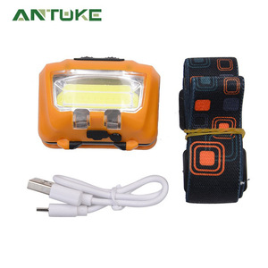 Linterna frontal LED recargable naranja con carga USB, luz COB para correr al aire libre, cuerpo de plástico, diseño impermeable - Product Image 4