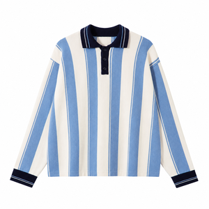 Pull en tricot personnalisé pour équipe, col polo rayé, numéro personnalisé, pull pour fan de sport - Product Image 2