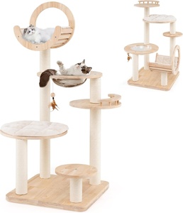 Moderne Luxe Kattenboom Mooie Houten Kattenmeubels Met Klassieke Stijl Scratcher En Kartonnen Huisdiermeubelen - Product Image 2