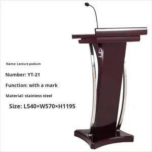 Bục giảng bằng gỗ chắc chắn có thể điều chỉnh, tích hợp micro, dành cho lớp học & hội nghị, bàn phát thanh đa phương tiện cho trường học - Product Image 5