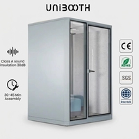 UNIBOOTH - Cabine de bureau insonorisée en aluminium robuste, 30 dB, ignifuge ISO 23351, montage rapide, pour espace de coworking, studio, prête à être expédiée