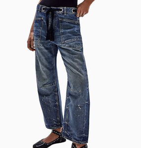 Women's Y2K Patchwork Wide Leg <strong>Jeans</strong> 2026 New <strong>Drawstring</strong> Waist Loose Boyfriend Fit Denim Trousers Casual Daily Outfits - Product Image 2