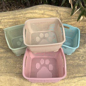 Plastic Cat Paw Storage <b>Baskets</b> <b>Square</b> Hollow With Handles For Home Kitchen Neatening Mixed Colors PP Material - Product Image 2