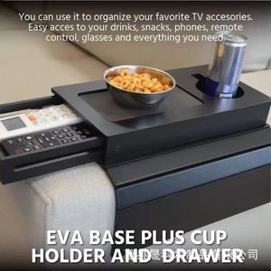 Sofa Armrest Wooden Tray With Drawers Foldable Solid Wood Storage <b>Rack</b> For Hotel Meals Coffee Tea <b>Drinks</b> - Product Image 2