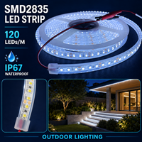 Bande lumineuse LED haute densité 2835, 120 LED/m, étanche IP67, revêtement silicone, 12V 24V, pour décoration de jardin et de bâtiment