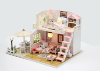 Vente chaude Enfants Exquis 3D Miniature Diy Rose Loft Chambre Puzzle Miniature Meubles Maisons De Poupée