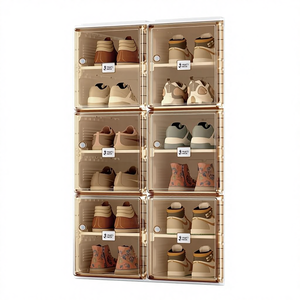 Étagère à chaussures pliable en plastique rectangulaire Mayi Box, empilable, grande capacité, 2 rangées, gain de place, entrée, Chine - Product Image 1