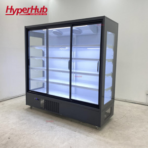 Réfrigérateur vitrine à rideau d'air haut de gamme, armoire noire mate, roulettes mobiles, verre anti-buée, économie d'énergie - Product Image 3